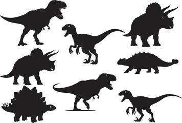 Obraz premium Dinosaur roaring prehistoric silhouette vector illustration