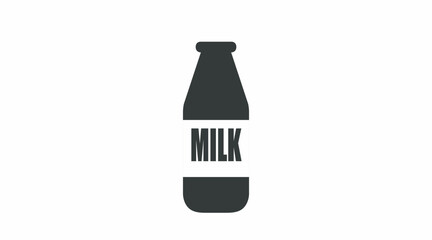 Milk Bottle Icon. Vector isolated editable flat black and white illustration of a bottle of milk.