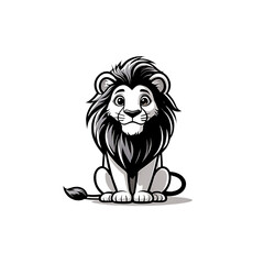 Cute cartoon lion cub sitting isolated on transparent background