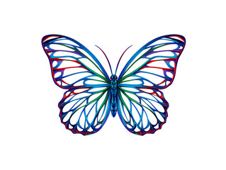 Abstract colorful butterfly design isolated on transparent background