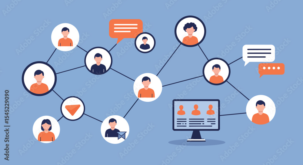 Poster digital communication network with avatars and messaging for online collaboration