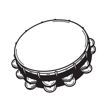 black and white tambourine musical instrument clip art preview