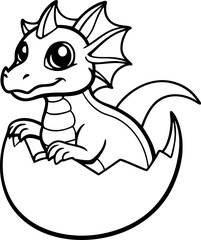 Adorable cartoon dragon emerging from a cracked eggshell a cute mythical creature vector illustration