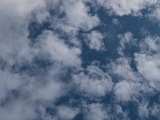 Bright Blue Sky with Scattered White Clouds and Sunlit Patch