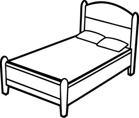Simple vector illustration of a bed with pillows in black and white perfect for various design projects