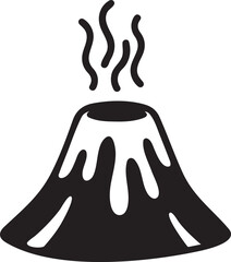 A heated and melted lava volcano silhouette vector illustration.