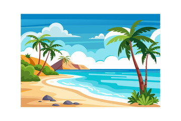tropical beach with palm trees