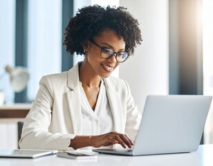 businesswoman working on laptop