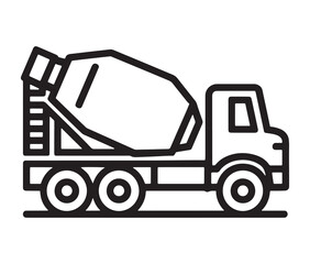 Silhouette of a cement mixer truck vector illustration. Construction cement mixer truck icon.