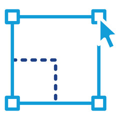 Scalable and Adaptive - Dual Tone Blue Glyph Icon - responsive grid with resize cursor, representing flexible business scaling and adaptability