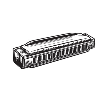 black and white harmonica drawing clip art preview