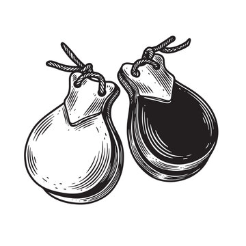 black and white castanets musical instrument clip art preview