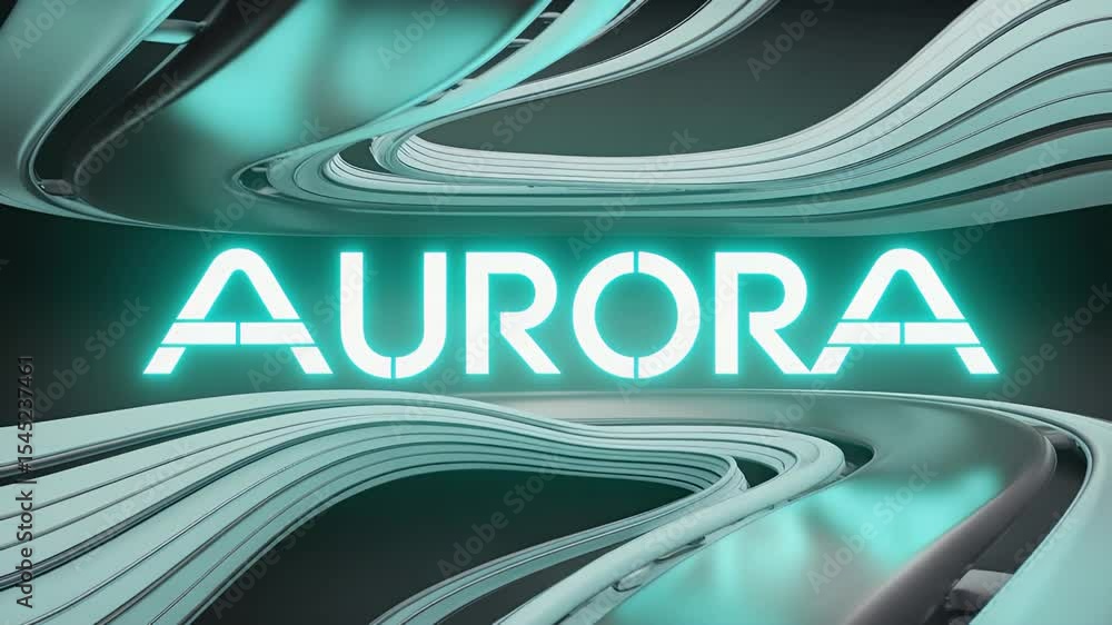 Poster futuristic aurora: a captivating, abstract composition, the word 