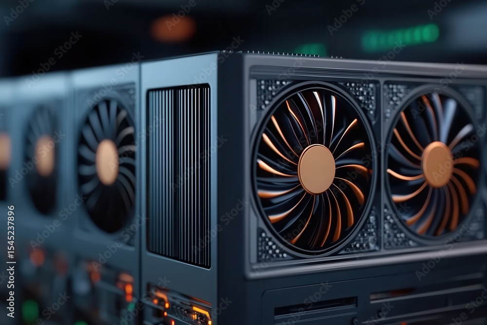 Aufkleber a dedicated crypto mining farm features rows of graphic cards cooling down to optimize performance f