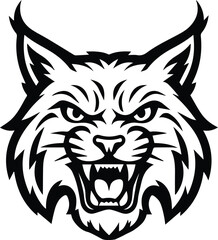 Wildcat lynx head middle high school sports team mascot isolated on transparent background