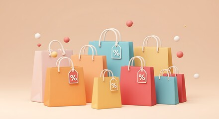 Pastel Shopping Bags Sale Discount Percentage Tags