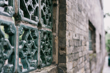 Inside Keyuan Museum, Dongguan City, Guangdong Province, China, Asia, a flower window(lattice...