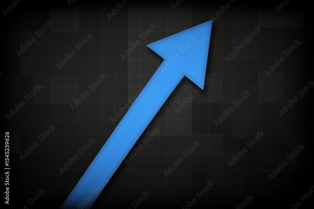 Aufkleber a blue arrow pointing upwards on a black background. the arrow is the only thing visible in the imag