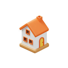 Isometric 3d render of a cute little house