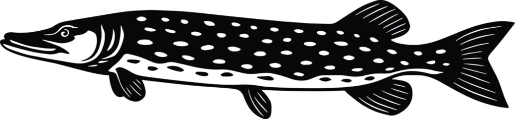 Northern Pike fish design isolated on transparent background