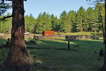 Russia, Western Buryatia. A lost farm on the banks of the Tissa River near the taiga lake Guzen-Nur, hidden from prying eyes.