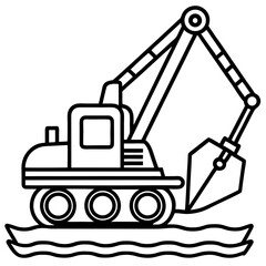 Canal digger line art vector