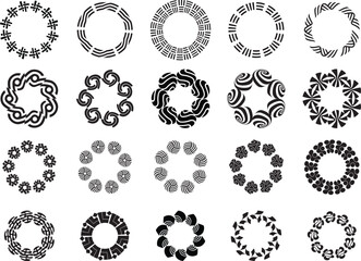 Abstract Circular Frames and Decorative Borders Set 