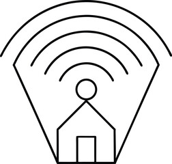 Remote work vector Line art illustration Wi Fi Oasis Emitting Strong Signal in Cozy Space