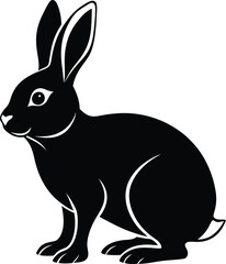 Black silhouette of a rabbit vector art illustration