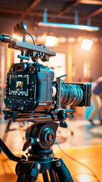 Behind the scene in a studio of video production