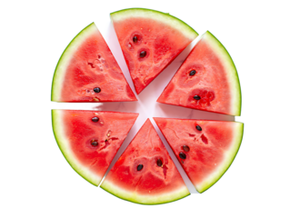 Vibrant Watermelon Slices Arranged in a Circle Presenting Summer Refreshment and Healthy Eating on a White Surface