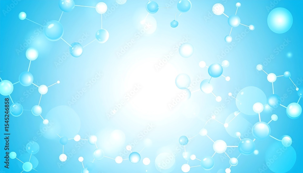 Poster molecular structure with science, and blue background.