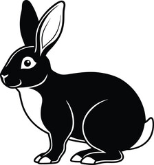 Black silhouette of a rabbit vector art illustration