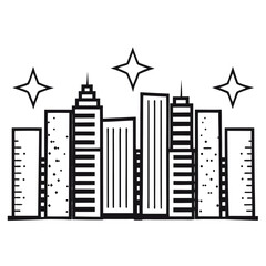 Obraz premium Contemporary line art city skyline night scene