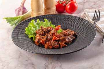 Hungarian goulash with beef meat