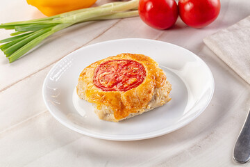 Chicken chop cutlet with cheese and tomato