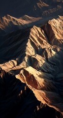 Golden Hour Desert Mountain Range Aerial View mountains