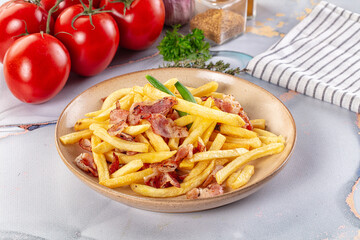 French fry potato with bacon