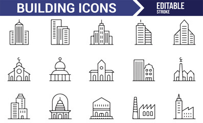 Fototapeta premium Icons of Architectural Structures - Skyscrapers and Churches