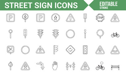 Road Signs, Pedestrian, and Traffic Light Icons
