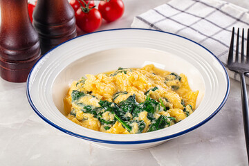 Omelette with spinach for breakfast