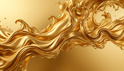 Abstract Fluid Gold Ink Swirl in Motion