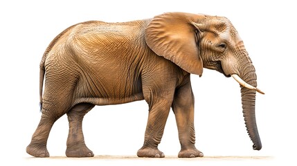 Obraz premium Majestic African elephant walks gracefully, showcasing its impressive size and wrinkled skin on transparent background
