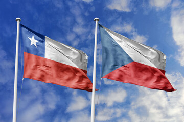 Flags of Chile and the Czech Republic Waving Proudly Against a Dynamic Blue Sky, Symbolizing Bilateral Relations and European Ties