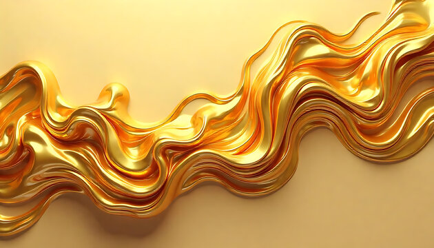 Abstract Fluid Gold Ink Swirl in Motion