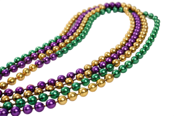  traditional-mardis-gras-beads-necklace-in-purple  isolated on white background png, ai generated