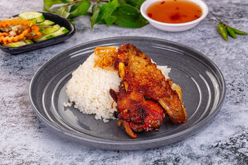 Spicy roasted chicken wing with rice