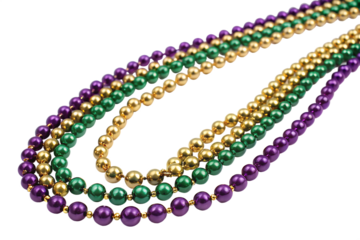  traditional-mardis-gras-beads-necklace-in-purple  isolated on white background png, ai generated