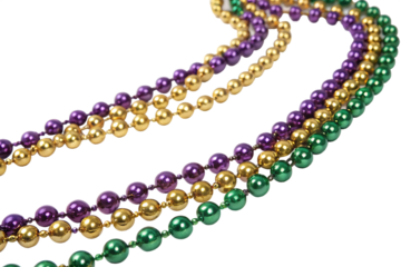  traditional-mardis-gras-beads-necklace-in-purple  isolated on white background png, ai generated