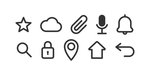 User Interface signs. Toolbar and navigation controls